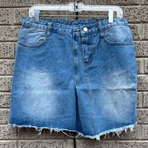 Hayden LA Frayed Hem Denim Skirt NWT Large